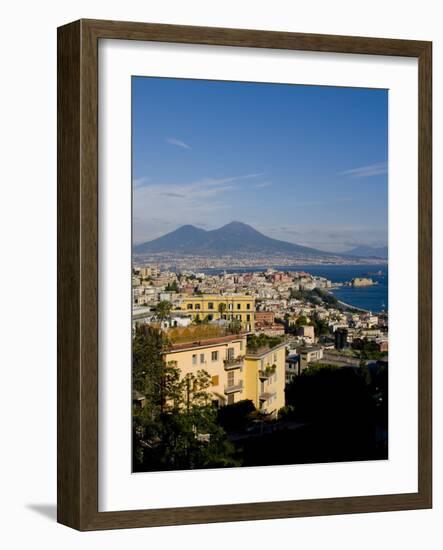 Cityscape and Mount Vesuvius, Naples, Campania, Italy, Europe-Charles Bowman-Framed Photographic Print