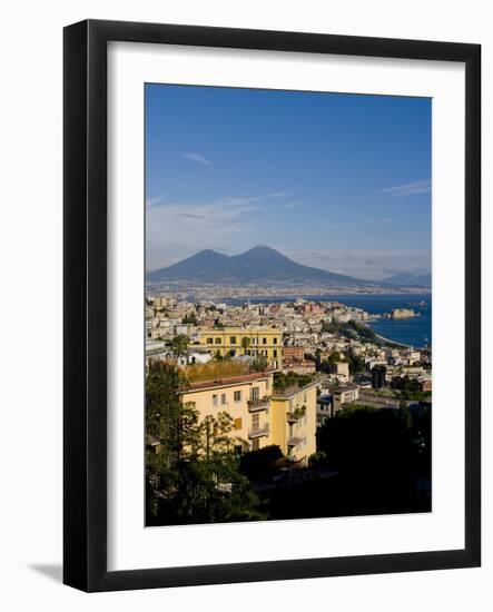 Cityscape and Mount Vesuvius, Naples, Campania, Italy, Europe-Charles Bowman-Framed Photographic Print