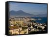 Cityscape and Mount Vesuvius, Naples, Campania, Italy, Europe-Charles Bowman-Framed Stretched Canvas