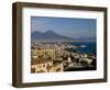 Cityscape and Mount Vesuvius, Naples, Campania, Italy, Europe-Charles Bowman-Framed Photographic Print