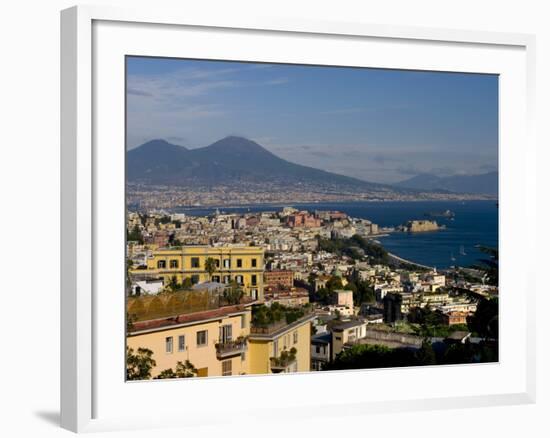 Cityscape and Mount Vesuvius, Naples, Campania, Italy, Europe-Charles Bowman-Framed Photographic Print