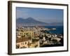 Cityscape and Mount Vesuvius, Naples, Campania, Italy, Europe-Charles Bowman-Framed Photographic Print