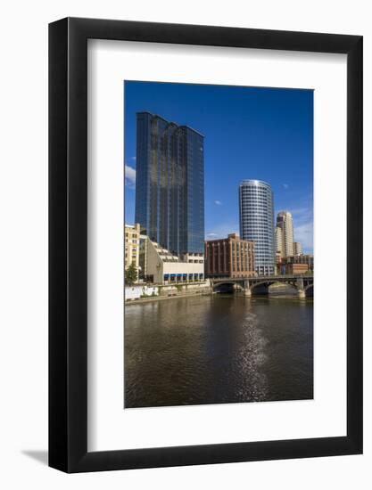 Cityscape and the Grand River, Grand Rapids, Michigan, USA-Randa Bishop-Framed Photographic Print