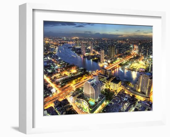 Cityscape at Dusk, Bangkok, Thailand-null-Framed Photographic Print