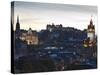 Cityscape at Dusk Looking Towards Edinburgh Castle, Edinburgh, Scotland, Uk-Amanda Hall-Stretched Canvas