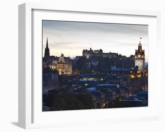 Cityscape at Dusk Looking Towards Edinburgh Castle, Edinburgh, Scotland, Uk-Amanda Hall-Framed Photographic Print