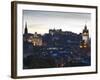 Cityscape at Dusk Looking Towards Edinburgh Castle, Edinburgh, Scotland, Uk-Amanda Hall-Framed Photographic Print