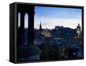 Cityscape at Dusk Looking Towards Edinburgh Castle, Edinburgh, Scotland, Uk-Amanda Hall-Framed Stretched Canvas