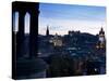 Cityscape at Dusk Looking Towards Edinburgh Castle, Edinburgh, Scotland, Uk-Amanda Hall-Stretched Canvas