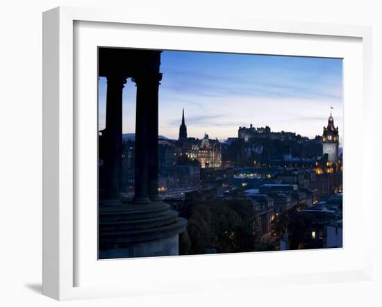 Cityscape at Dusk Looking Towards Edinburgh Castle, Edinburgh, Scotland, Uk-Amanda Hall-Framed Photographic Print