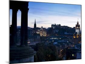 Cityscape at Dusk Looking Towards Edinburgh Castle, Edinburgh, Scotland, Uk-Amanda Hall-Mounted Photographic Print