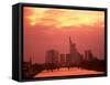 Cityscape at Dusk of Frankfurt, Germany-Peter Adams-Framed Stretched Canvas