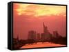 Cityscape at Dusk of Frankfurt, Germany-Peter Adams-Framed Stretched Canvas