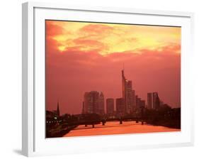 Cityscape at Dusk of Frankfurt, Germany-Peter Adams-Framed Photographic Print