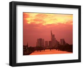 Cityscape at Dusk of Frankfurt, Germany-Peter Adams-Framed Photographic Print