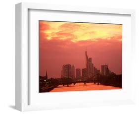 Cityscape at Dusk of Frankfurt, Germany-Peter Adams-Framed Photographic Print