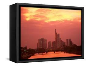 Cityscape at Dusk of Frankfurt, Germany-Peter Adams-Framed Stretched Canvas
