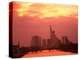 Cityscape at Dusk of Frankfurt, Germany-Peter Adams-Stretched Canvas