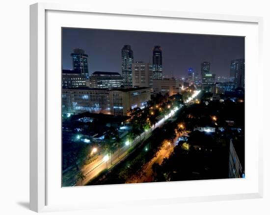 Cityscape at Night, Jakarta, Indonesia, Southeast Asia-Porteous Rod-Framed Photographic Print