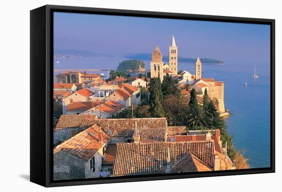 Cityscape at Sunset, Rab Island, Croatia-Peter Adams-Framed Stretched Canvas