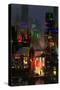 Cityscape Digital Painting of Building at Night-Tithi Luadthong-Stretched Canvas