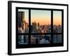 Cityscape Downtown Manhattan with the New Yorker Hotel at Sunset - New York, USA-Philippe Hugonnard-Framed Photographic Print
