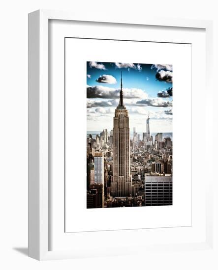 Cityscape, Empire State Building and One World Trade Center, Manhattan, NYC, White Frame, Vintage-Philippe Hugonnard-Framed Art Print