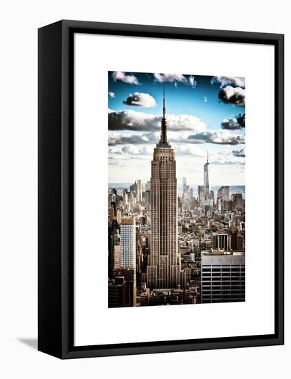Cityscape, Empire State Building and One World Trade Center, Manhattan, NYC, White Frame, Vintage-Philippe Hugonnard-Framed Stretched Canvas