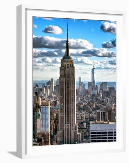 Cityscape, Empire State Building and One World Trade Center, Manhattan, NYC-Philippe Hugonnard-Framed Premium Photographic Print