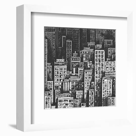 Cityscape Gray Skyscrapers-null-Framed Art Print