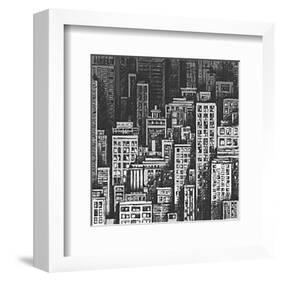 Cityscape Gray Skyscrapers-null-Framed Art Print