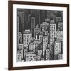 Cityscape Gray Skyscrapers-null-Framed Art Print