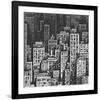 Cityscape Gray Skyscrapers-null-Framed Art Print