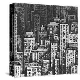 Cityscape Gray Skyscrapers-null-Stretched Canvas
