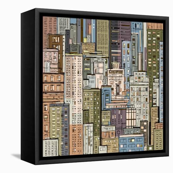Cityscape. Hand Drawn Vector-dahabian-Framed Stretched Canvas