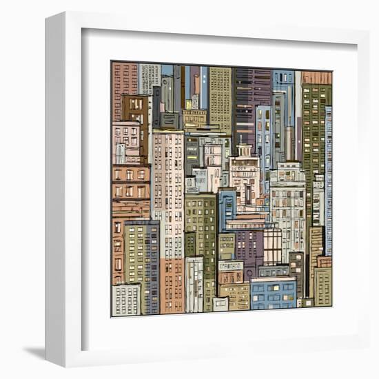 Cityscape. Hand Drawn Vector-dahabian-Framed Art Print