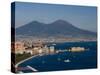 Cityscape Including Castel Dell Ovo and Mount Vesuvius, Naples, Campania, Italy, Europe-Charles Bowman-Stretched Canvas