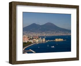 Cityscape Including Castel Dell Ovo and Mount Vesuvius, Naples, Campania, Italy, Europe-Charles Bowman-Framed Photographic Print