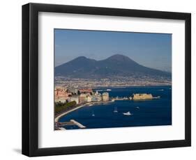 Cityscape Including Castel Dell Ovo and Mount Vesuvius, Naples, Campania, Italy, Europe-Charles Bowman-Framed Photographic Print