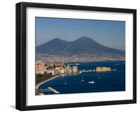 Cityscape Including Castel Dell Ovo and Mount Vesuvius, Naples, Campania, Italy, Europe-Charles Bowman-Framed Photographic Print