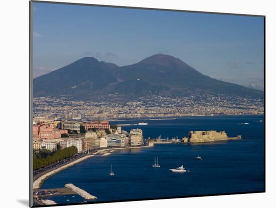Cityscape Including Castel Dell Ovo and Mount Vesuvius, Naples, Campania, Italy, Europe-Charles Bowman-Mounted Photographic Print