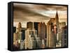 Cityscape Manhattan and the Chrysler Building-Philippe Hugonnard-Framed Stretched Canvas