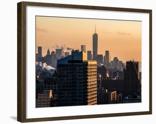 Cityscape Manhattan at Sunset in Winter-Philippe Hugonnard-Framed Photographic Print