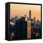 Cityscape Manhattan at Sunset in Winter-Philippe Hugonnard-Framed Stretched Canvas