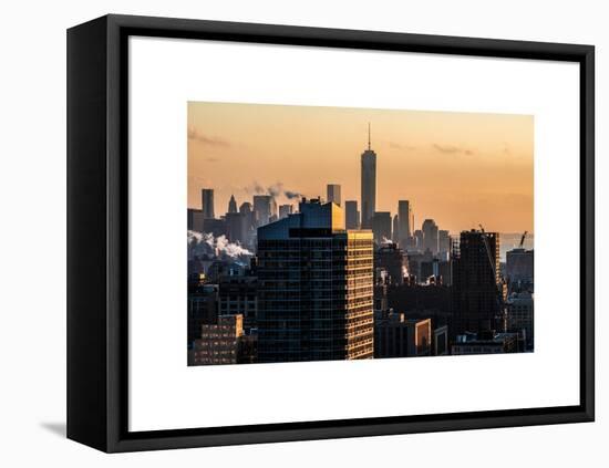 Cityscape Manhattan at Sunset in Winter-Philippe Hugonnard-Framed Stretched Canvas