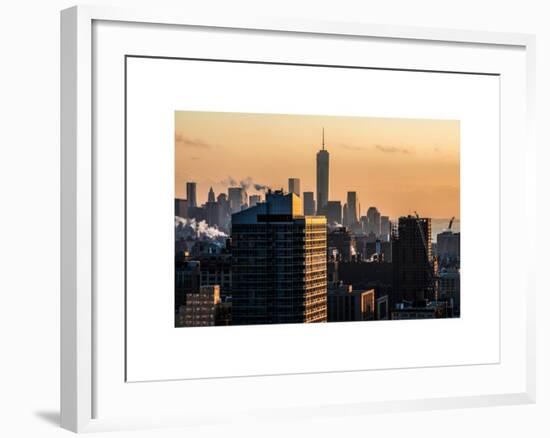 Cityscape Manhattan at Sunset in Winter-Philippe Hugonnard-Framed Art Print