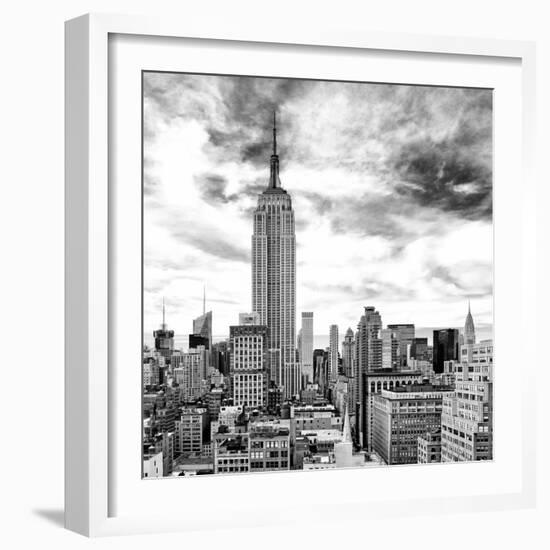 Cityscape Manhattan, Black and White Photography, Empire State Building, Urban Landscape, New York-Philippe Hugonnard-Framed Photographic Print
