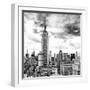 Cityscape Manhattan, Black and White Photography, Empire State Building, Urban Landscape, New York-Philippe Hugonnard-Framed Photographic Print