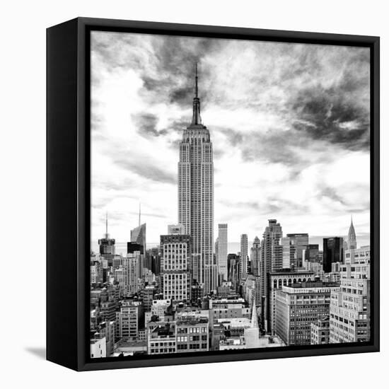 Cityscape Manhattan, Black and White Photography, Empire State Building, Urban Landscape, New York-Philippe Hugonnard-Framed Stretched Canvas