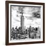 Cityscape Manhattan, Black and White Photography, Empire State Building, Urban Landscape, New York-Philippe Hugonnard-Framed Art Print